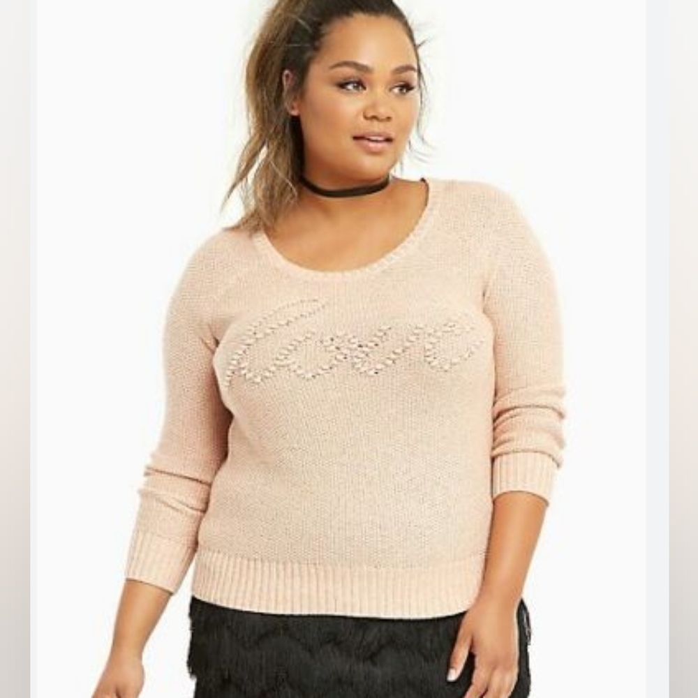 NWOT Torrid "Love" blush light pink Sweater 5xl